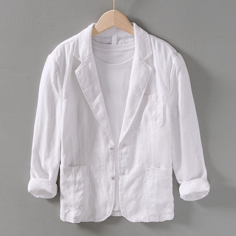 Herre Casual Blazer – Linned – Ustruktureret Pasform – Notch Krave – Letvægt