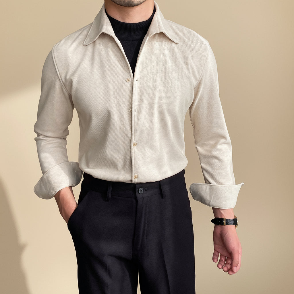 Herre Casual Langærmet Skjorte – Moderne Slim Fit til Hverdagsbrug