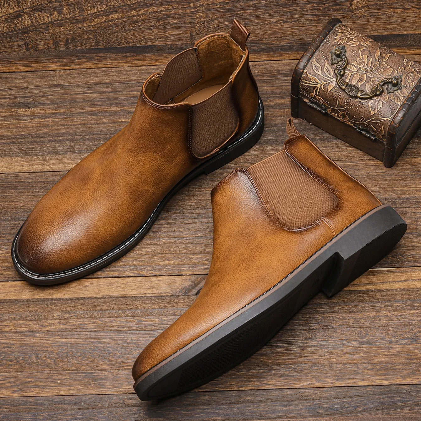 Herre Chelsea Ankelstøvler – Klassisk Slip-On Dress Stil
