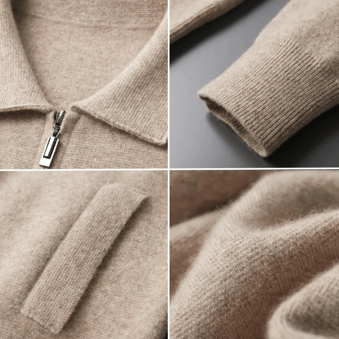 Herre Collared Zip-Up Strik Cardigan – Casual Smart Lag-jakke