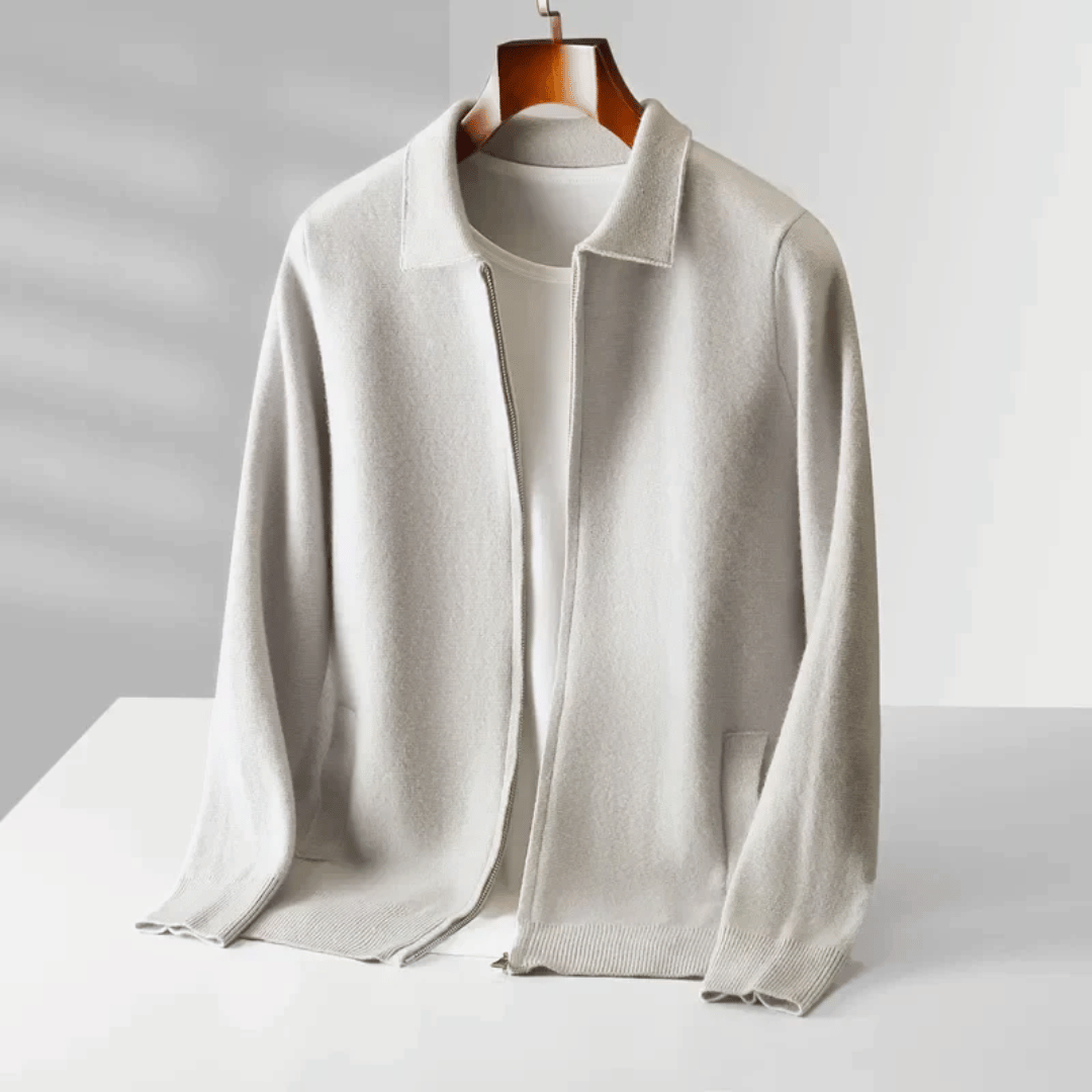 Herre Collared Zip-Up Strik Cardigan – Casual Smart Lag-jakke