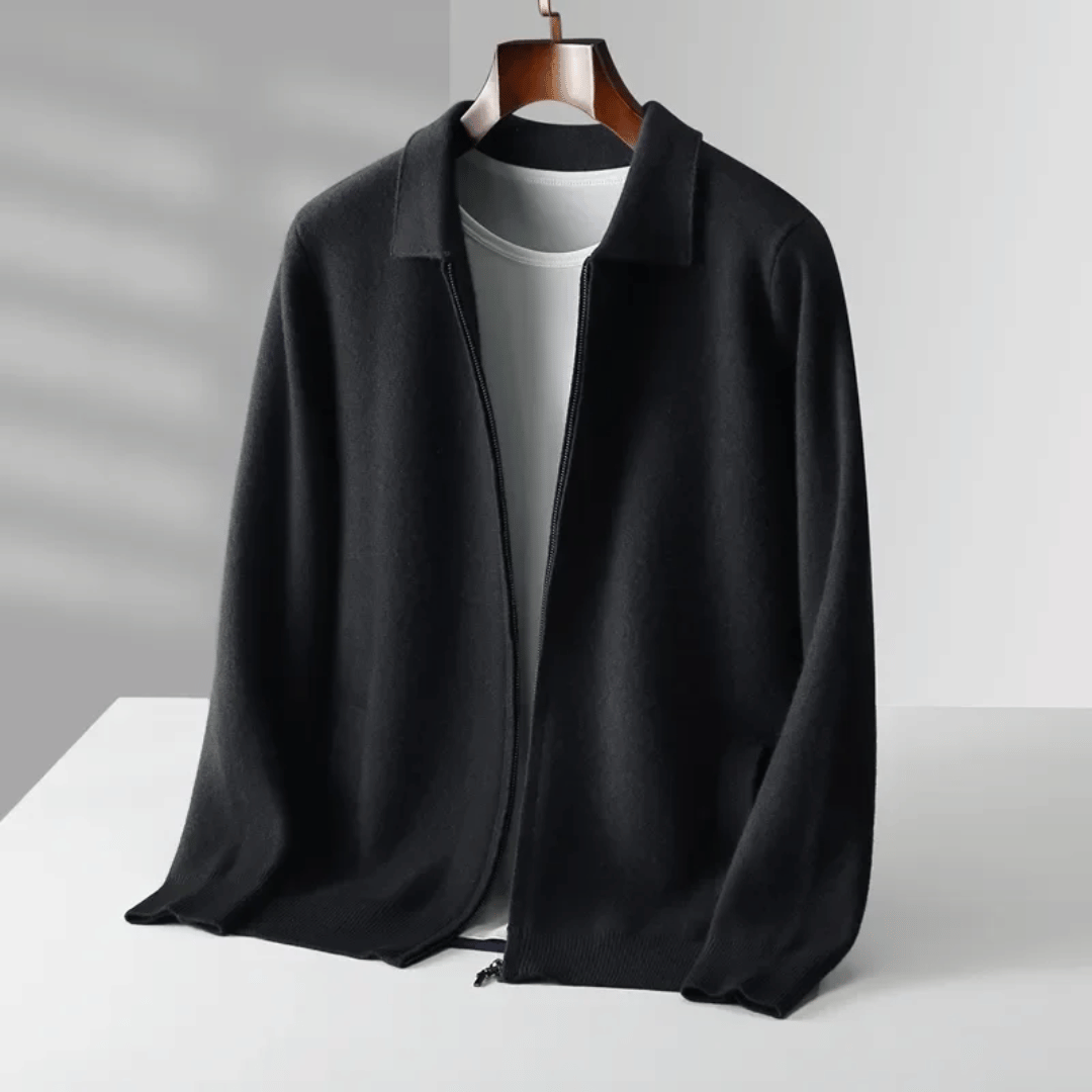 Herre Collared Zip-Up Strik Cardigan – Casual Smart Lag-jakke