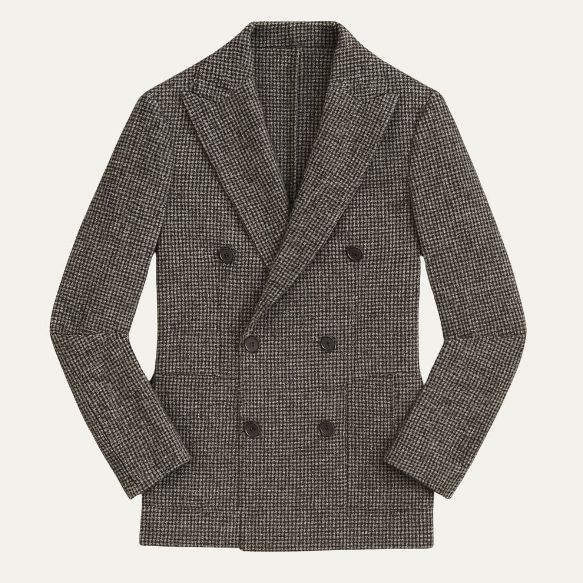 Herre Dobbeltbrystet Ternet Blazer – Skræddersyet Smart Casual Jakke