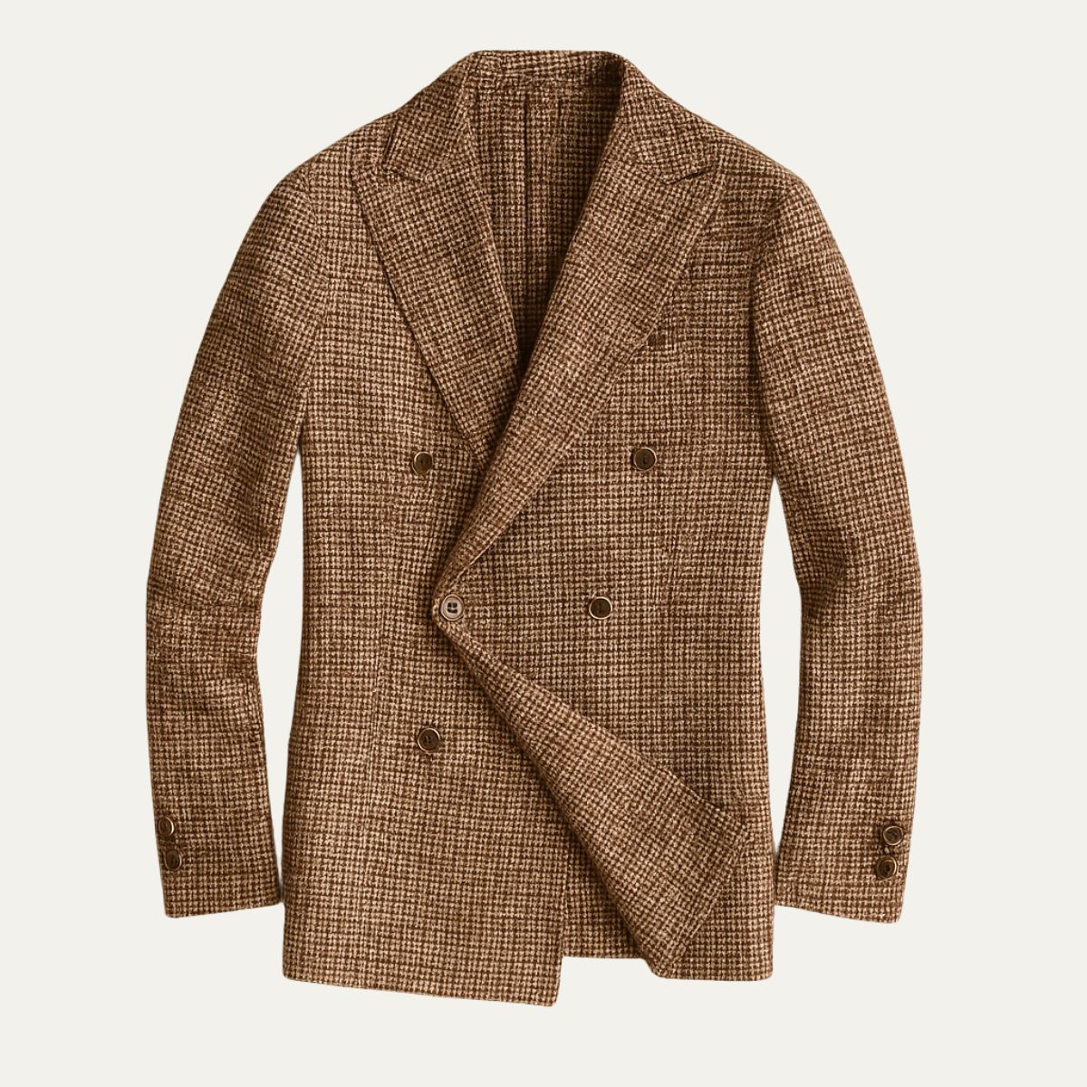 Herre Dobbeltbrystet Ternet Blazer – Skræddersyet Smart Casual Jakke