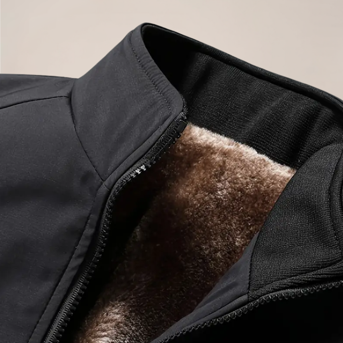 Herre Fleece-Foret Jakke – Varm Ståkrave Zip-Up Frakke til Vinter & Casual Brug