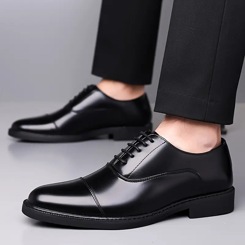 Mænds Glinsende Oxfords – Klassiske Snørebånds Forretningssko