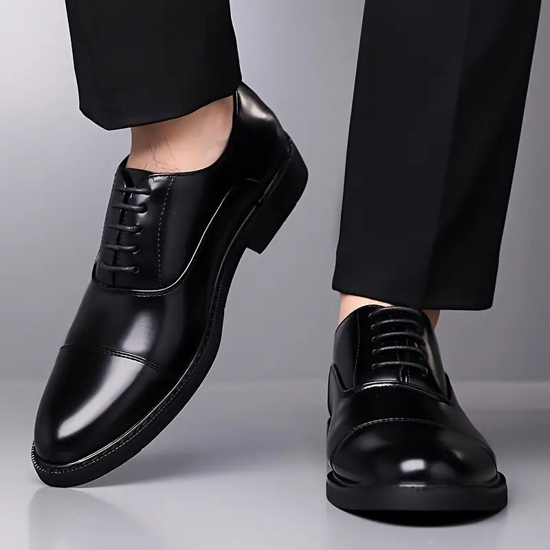 Mænds Glinsende Oxfords – Klassiske Snørebånds Forretningssko