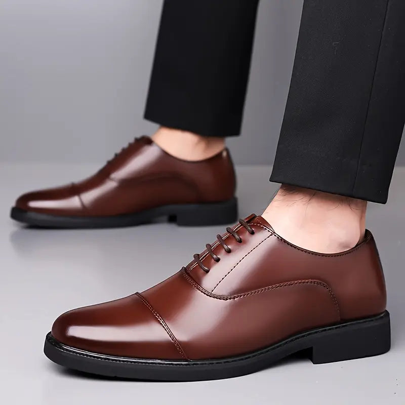 Mænds Glinsende Oxfords – Klassiske Snørebånds Forretningssko