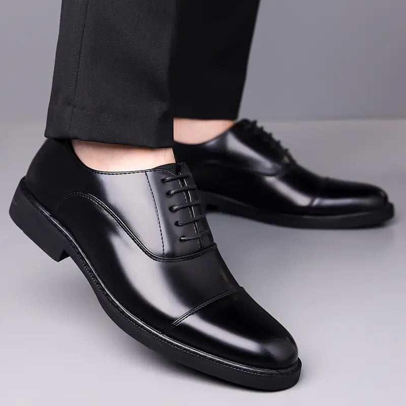 Mænds Glinsende Oxfords – Klassiske Snørebånds Forretningssko