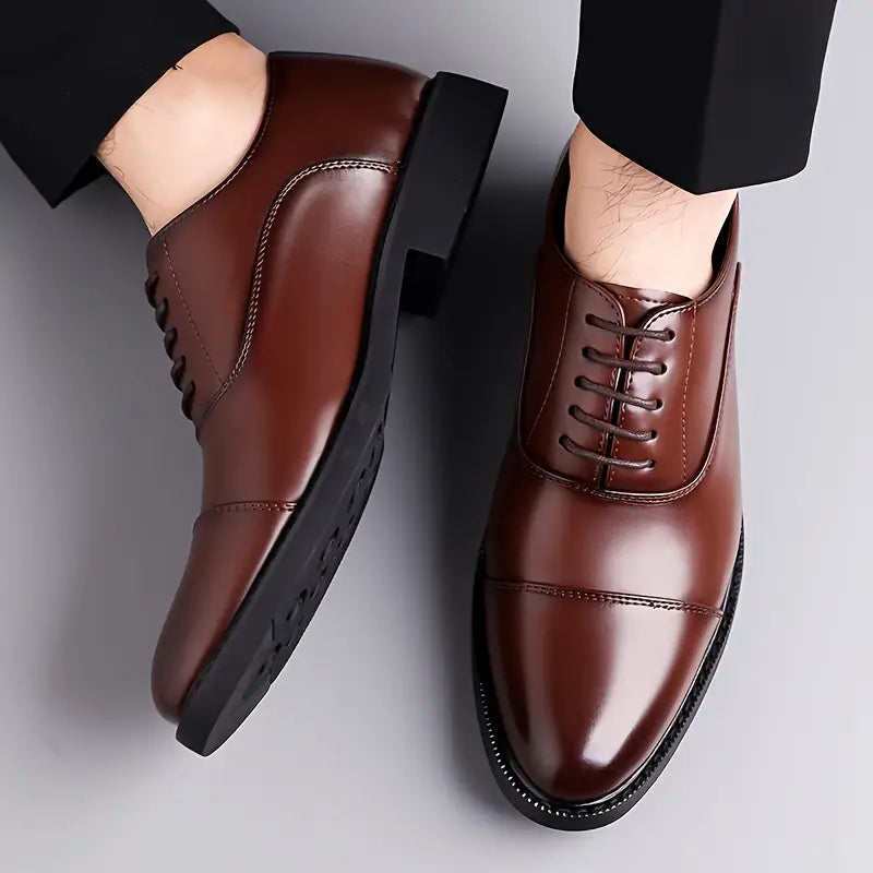 Mænds Glinsende Oxfords – Klassiske Snørebånds Forretningssko