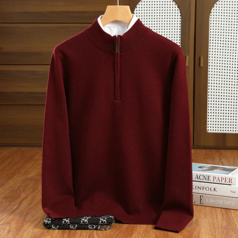 Herre Halv-Zip Mock Neck Pullover – Skræddersyet Pasform