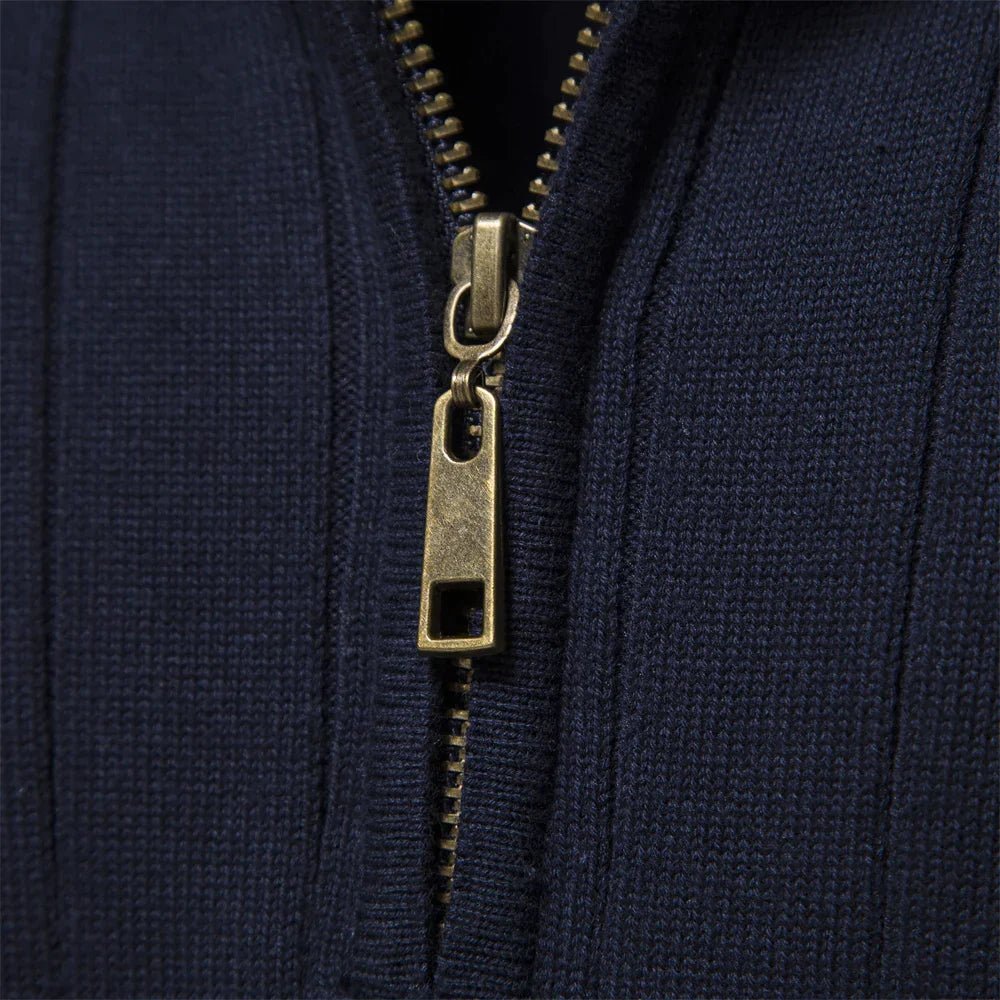 Herre Halv Zip Sweater – Ribbet, Mock Neck Stil