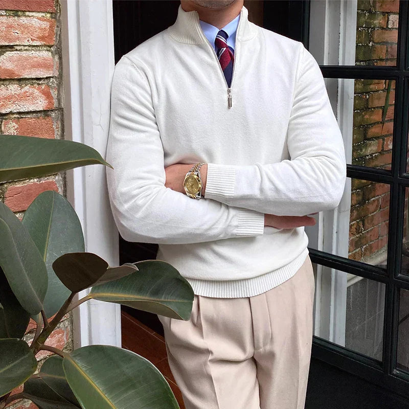 Herre Halv Zip Sweater – Smart Casual Efterår Vinter Strik