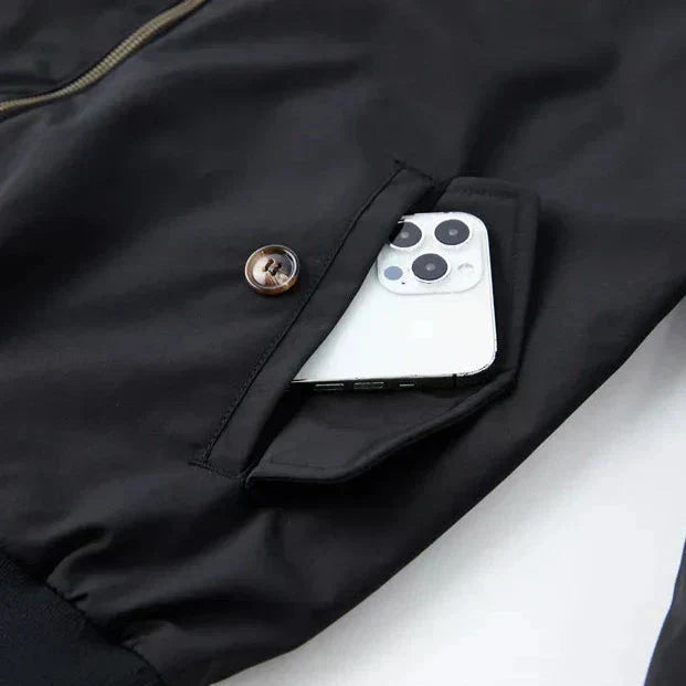 Herre Harrington Jakke – Zip-Front Bomber Stil med Ståkrave