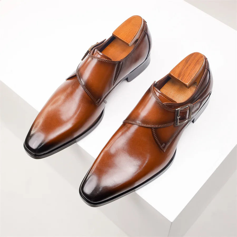 Herre Italienske Monk Strap Dress Shoes – Klassisk Spænde Detalje