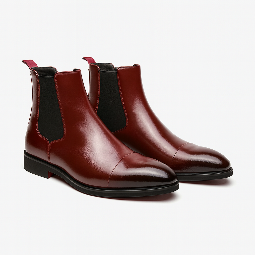 Herre Faux Læder Chelsea Støvler – Cap Toe, Elastisk Gusset