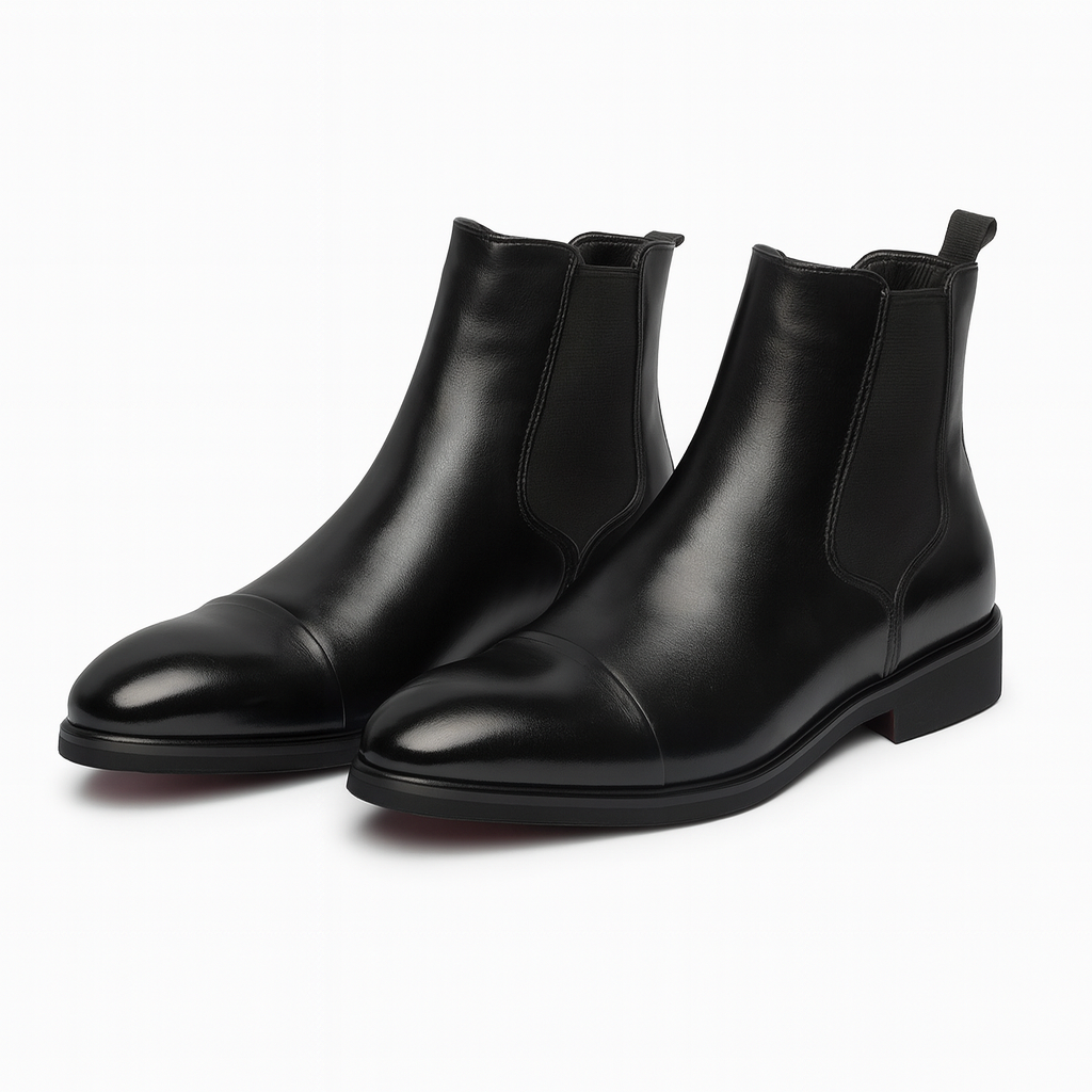 Herre Faux Læder Chelsea Støvler – Cap Toe, Elastisk Gusset