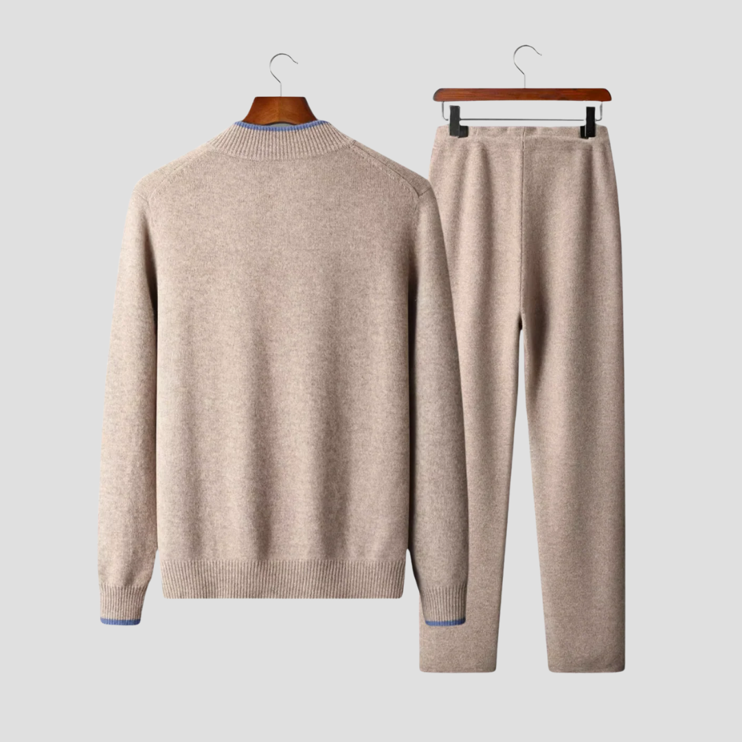 Herre Lounge Sæt – Zip-Up Sweater og Snøre Bukser til Ubesværet Komfort