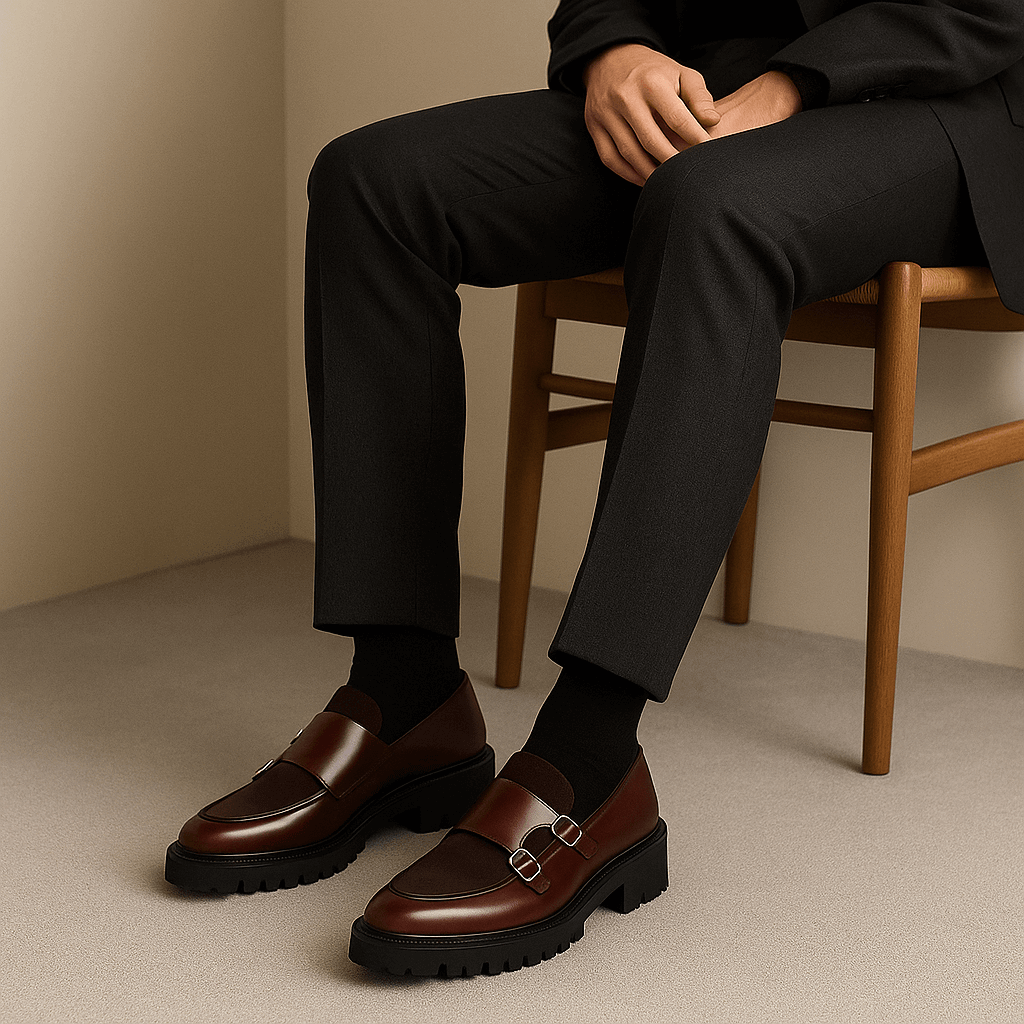 Herre Monk Strap Loafers – Moderne Dress Shoes med Dobbelt Spænde