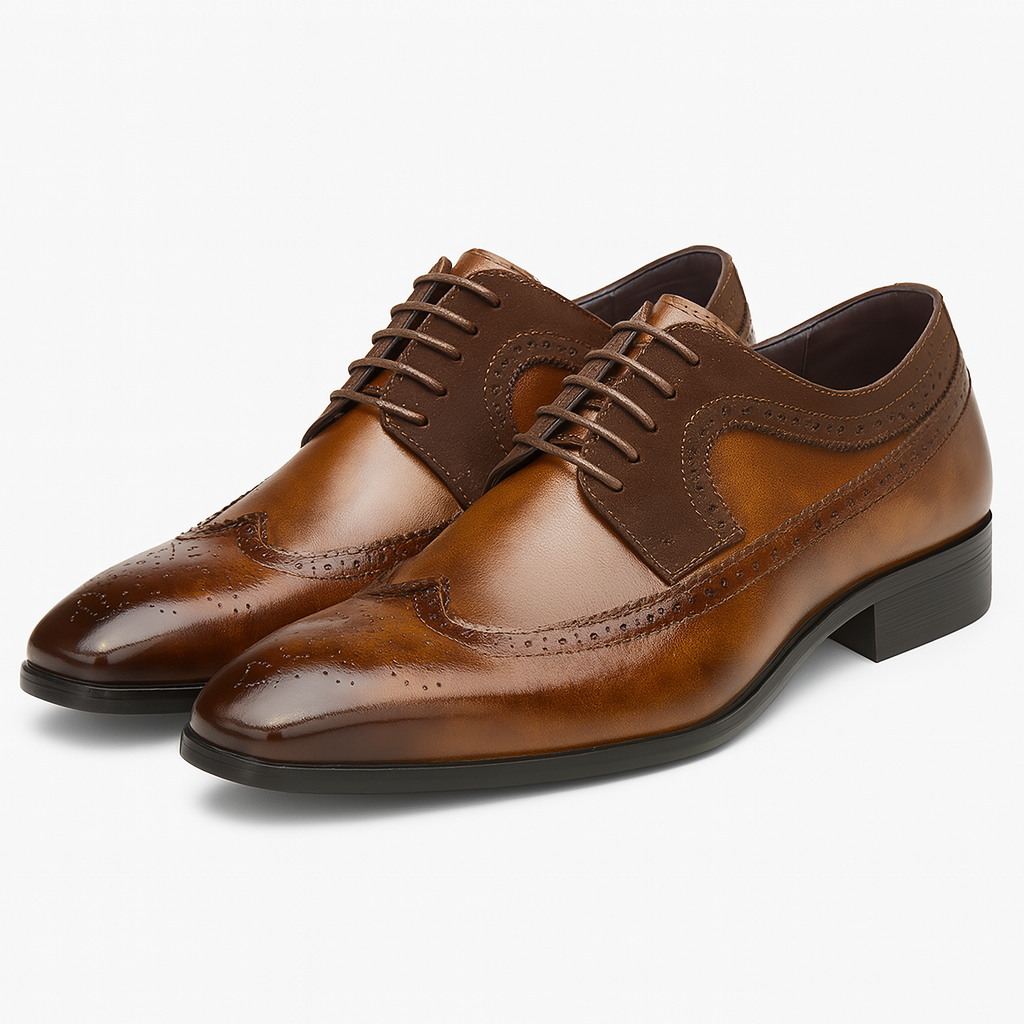 Herre Oxford Dress Sko med Wingtip Brogue Detaljer – Formelle og Smart Casual