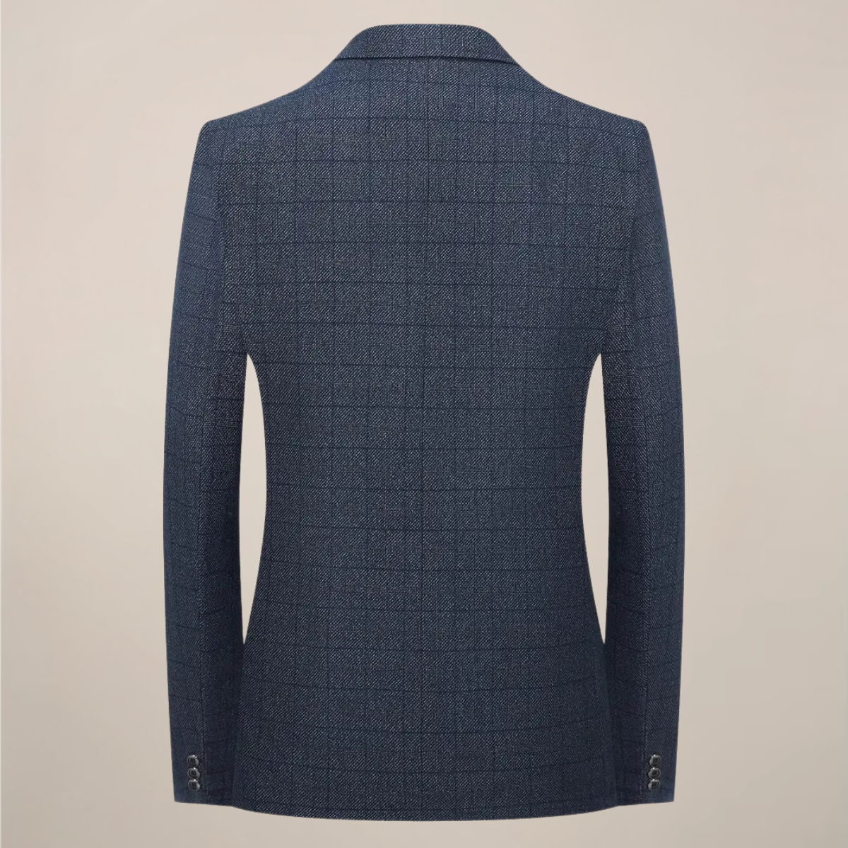 Herre Plaid Blazer – Skræddersyet Check Jakke med Slå-krave og Lommer