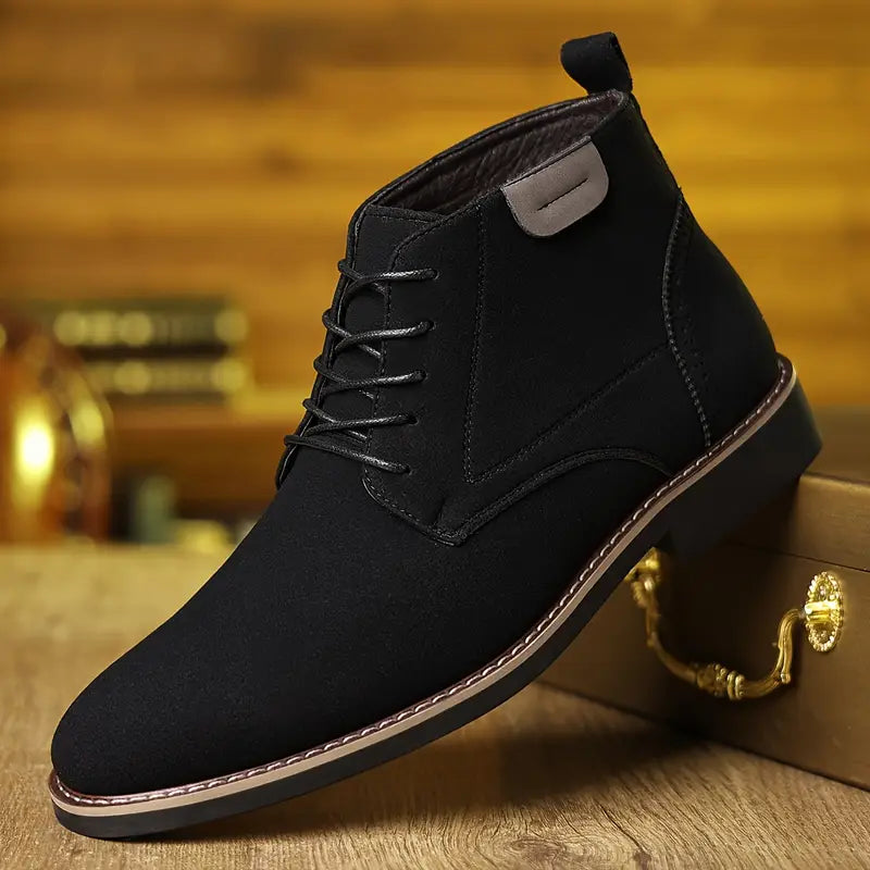 Mænds Retro Mid-Top Snørebåndssko – Spids Tå med Gummisål