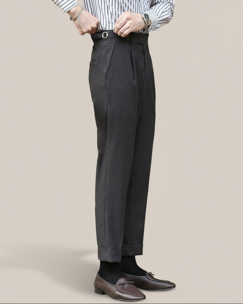 Herre Retro Straight-Leg Bukser – Høj Talje med Sideskruer