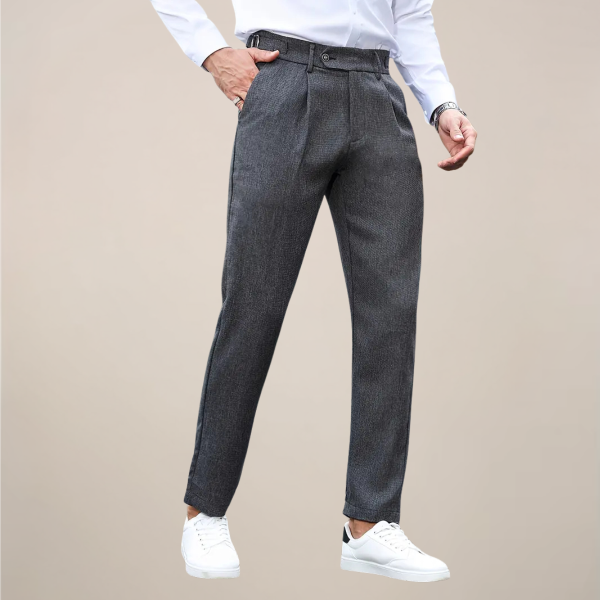 Herre Slim Fit Plisserede Bukser – Skræddersyede Dressbukser til Erhverv & Formelle Anledninger