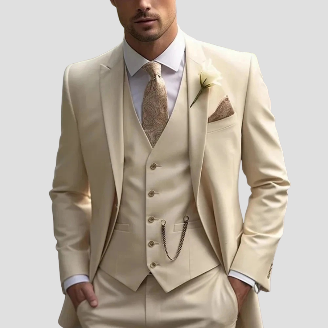 Herreslim-fit tre-delt jakkesæt – Skræddersyet, notch lapel