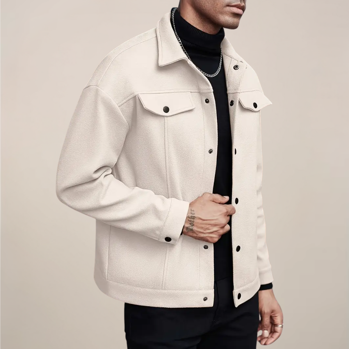 Herresmart casual jakke – Knap-op kort frakke til efterår og vinter lag-på-lag