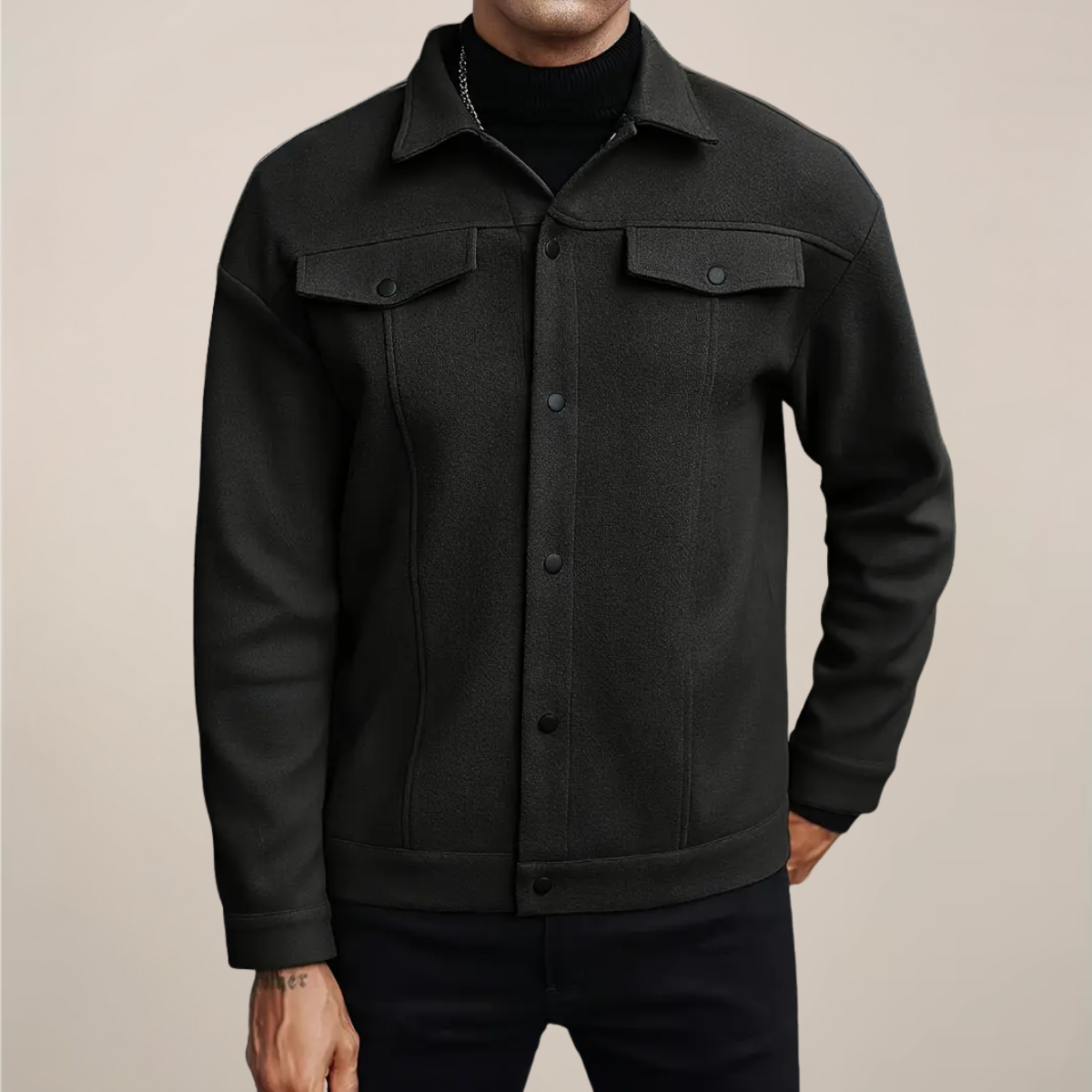 Herresmart casual jakke – Knap-op kort frakke til efterår og vinter lag-på-lag