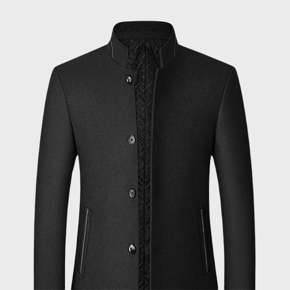 Herre Stand Krave Forretningsfrakke med Sidelommer – Skræddersyet Smart-Casual