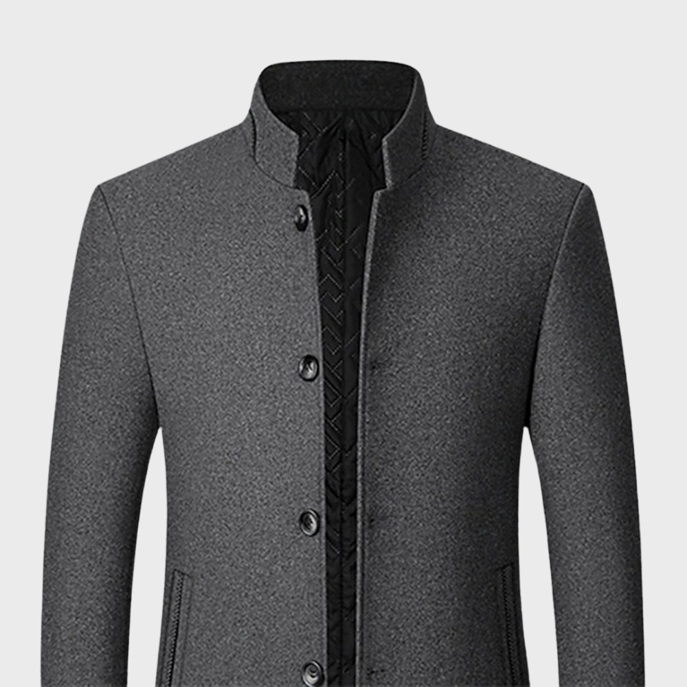 Herre Stand Krave Forretningsfrakke med Sidelommer – Skræddersyet Smart-Casual