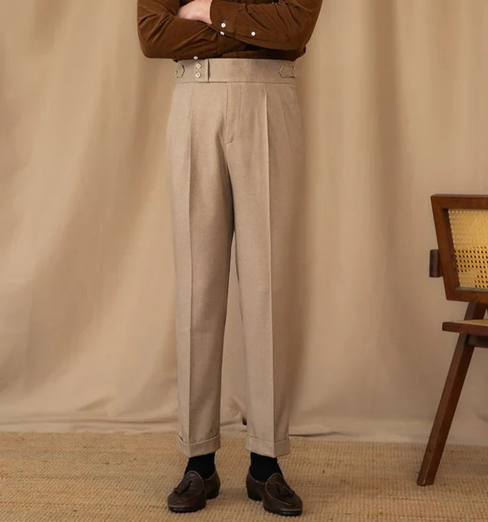 Herre Skræddersyede Bukser – Klassisk Side-Tab Formelle Tapered Fit