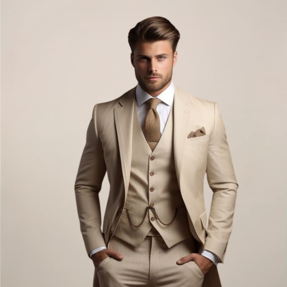 Herres Tre-delt Slim Fit Jakkesæt – Bryllups Smoking