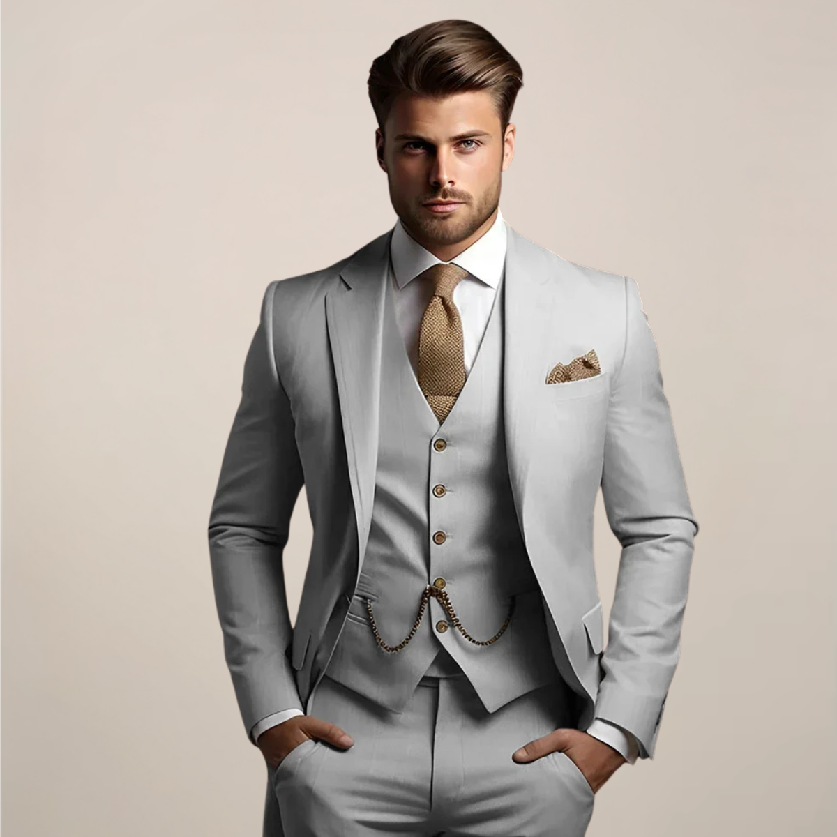 Herres Tre-delt Slim Fit Jakkesæt – Bryllups Smoking