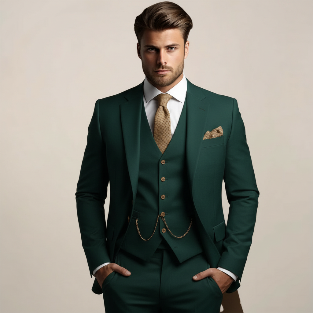 Herres Tre-delt Slim Fit Jakkesæt – Bryllups Smoking
