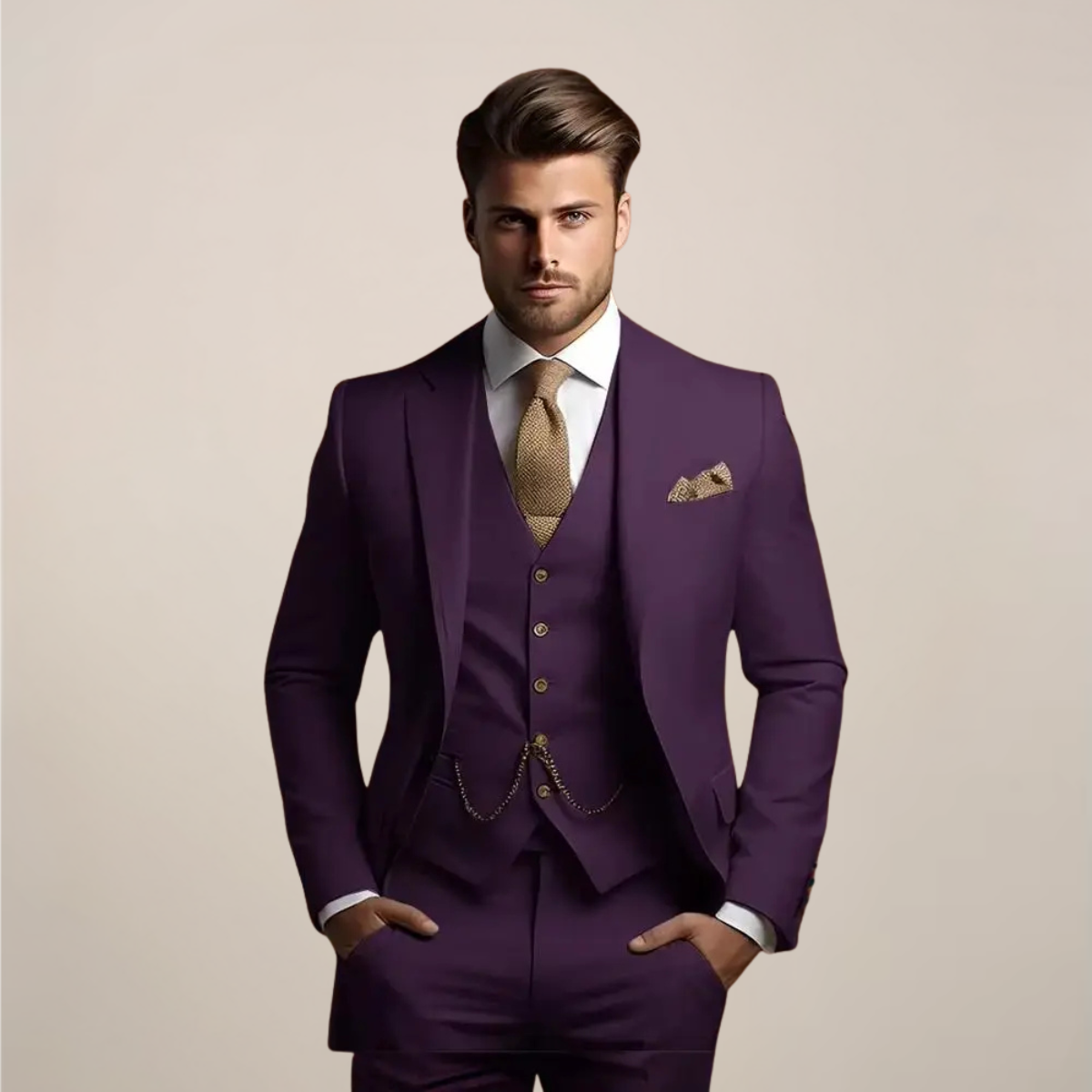 Herres Tre-delt Slim Fit Jakkesæt – Bryllups Smoking