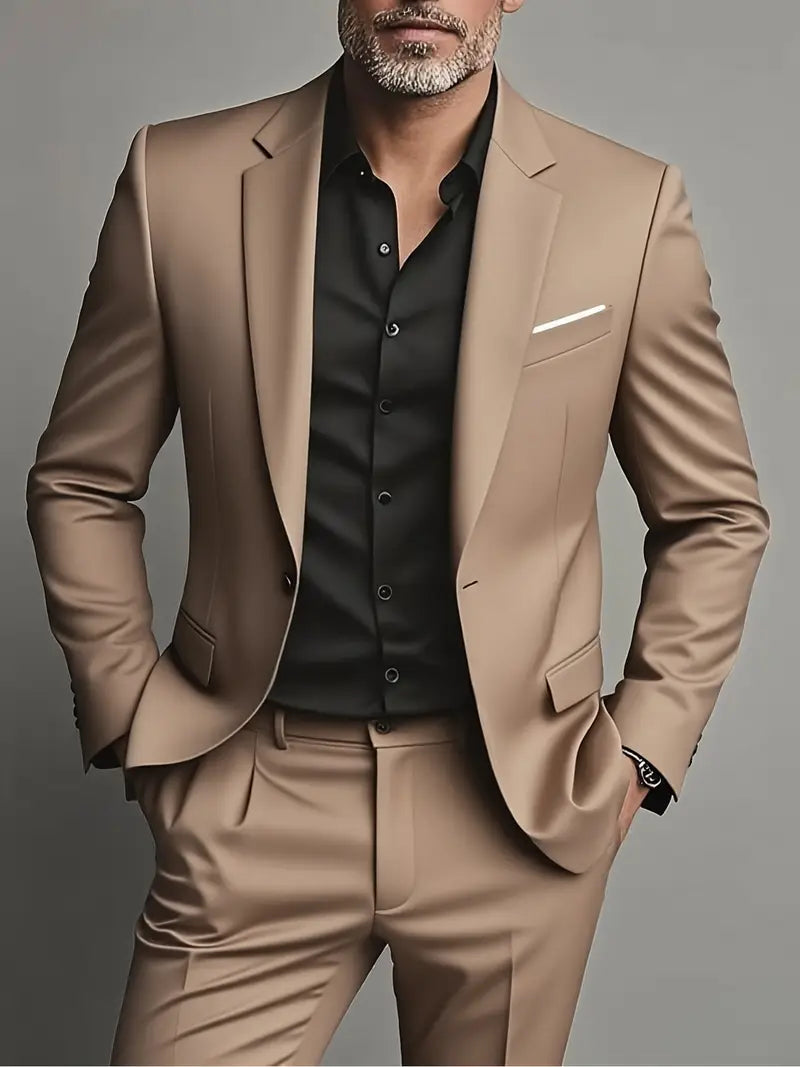 Herre To-delt Slim Fit Suit – Skræddersyet Formelt Sæt til Forretning & Aftenbrug