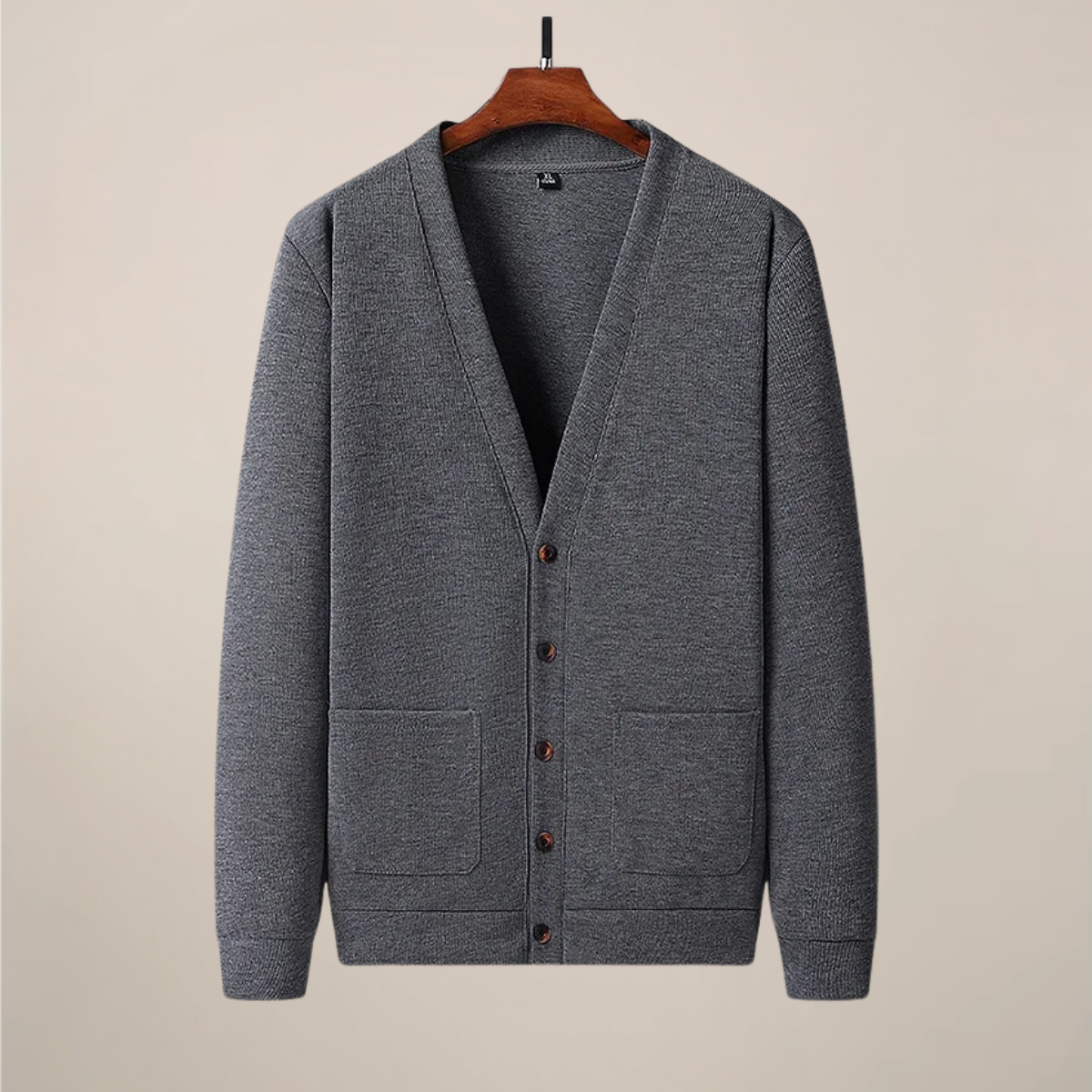 Herre V-hals Cardigan – Knappet Strik med Forlommer