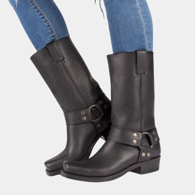 Kvinders Vintage Cowboy Støvler – Holdbart Western Seler Design med Klassisk Firkantet Tå