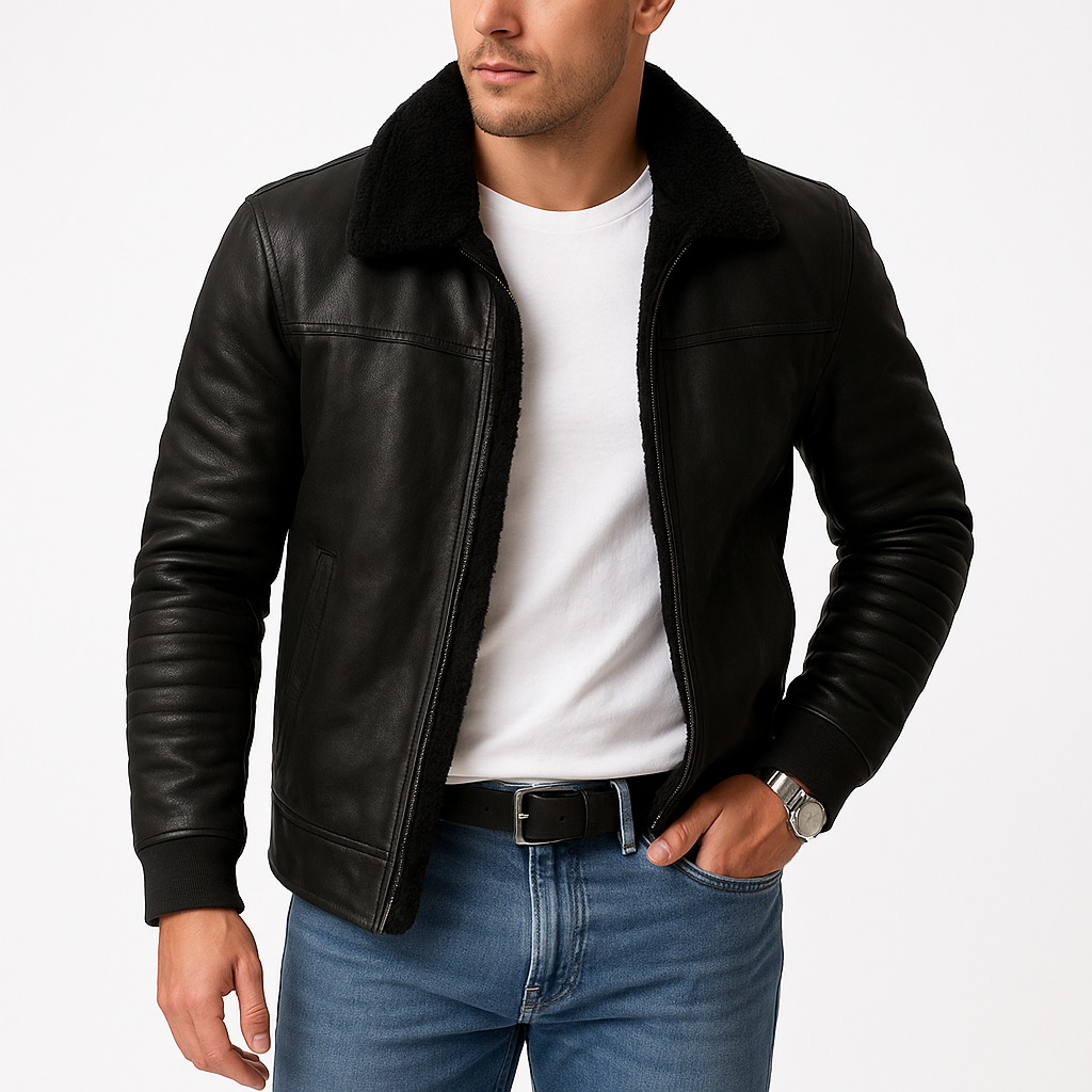 Michael Herre Pelskrave Jakke – Elegant Lynlås Frakke med Moderne Slim Fit Stil