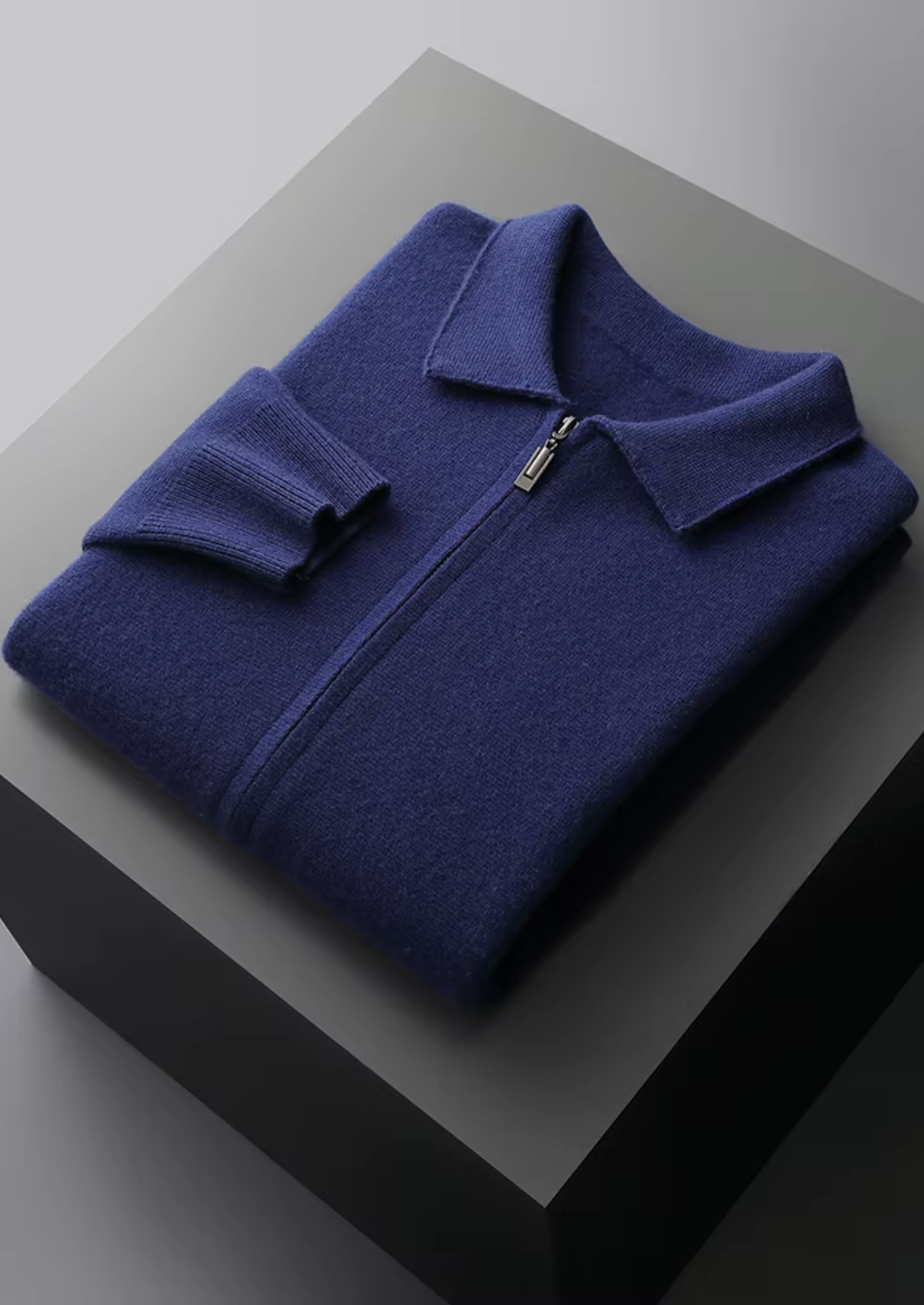 Herre Zip-Up Cardigan Sweater med Krave – All-Sæson Smart Casual Lag