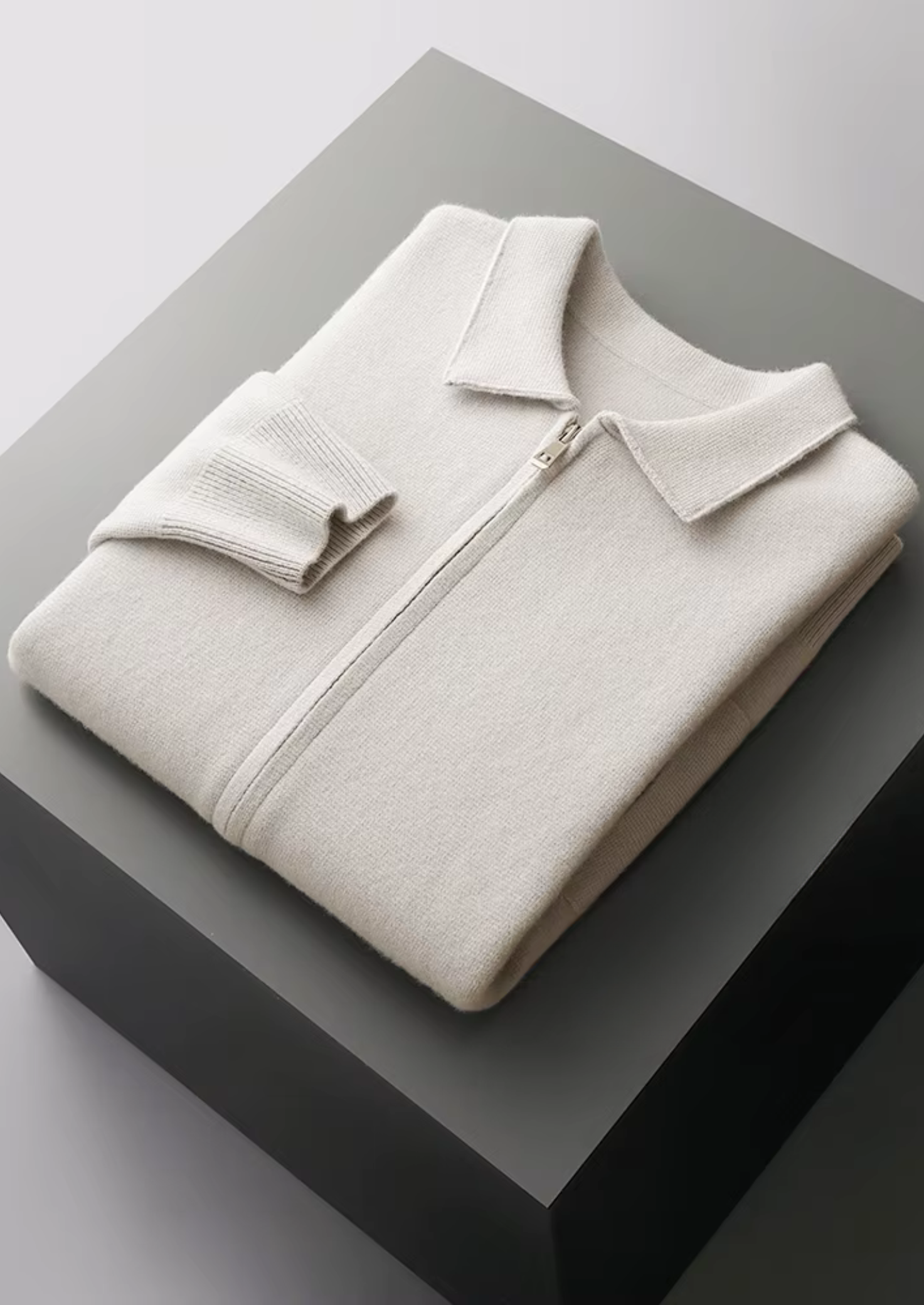 Herre Zip-Up Cardigan Sweater med Krave – All-Sæson Smart Casual Lag
