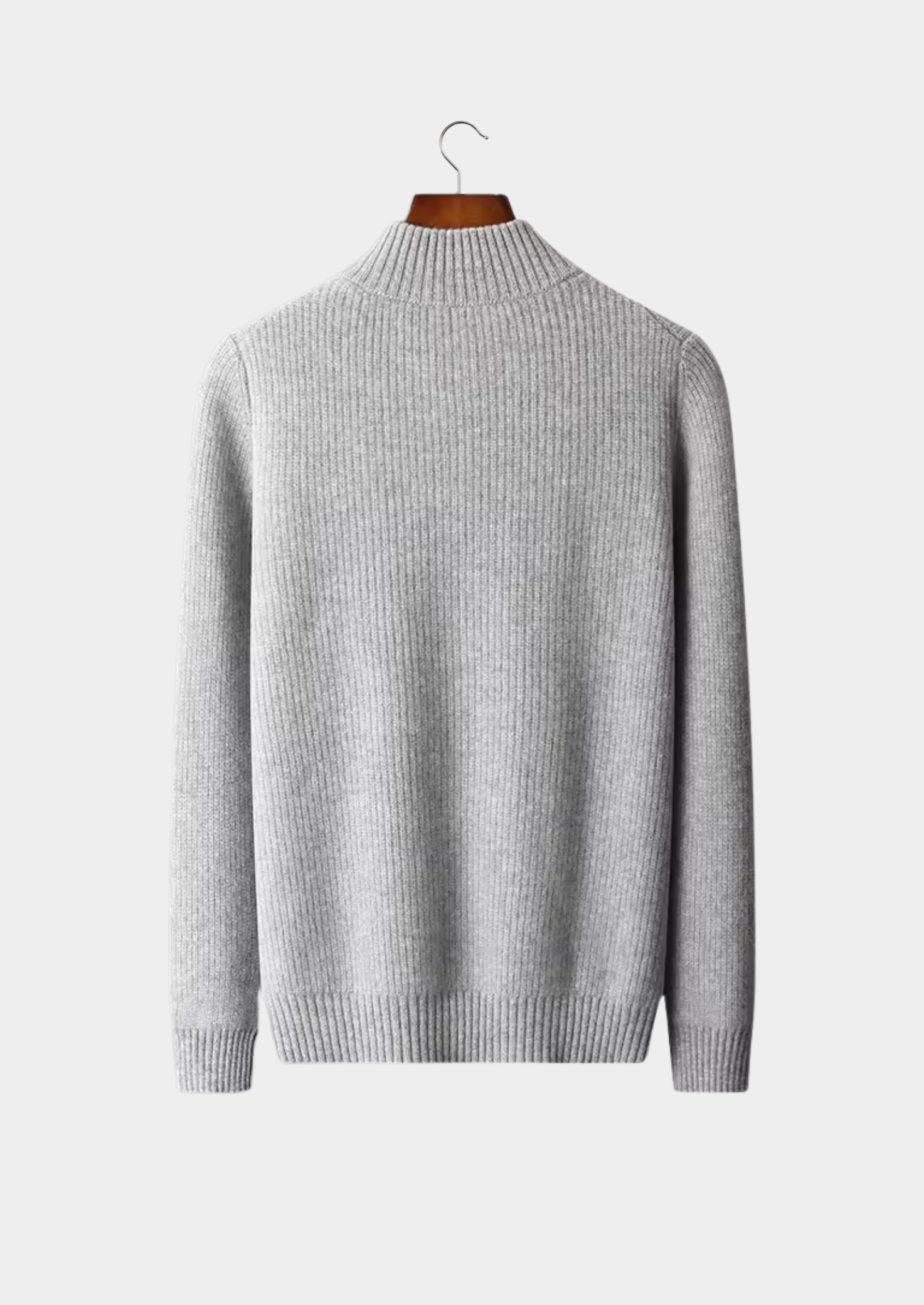 Herre Zip-Up Ribbet Cardigan Sweater med Høj Krave – Al-Sæson Casual Lag