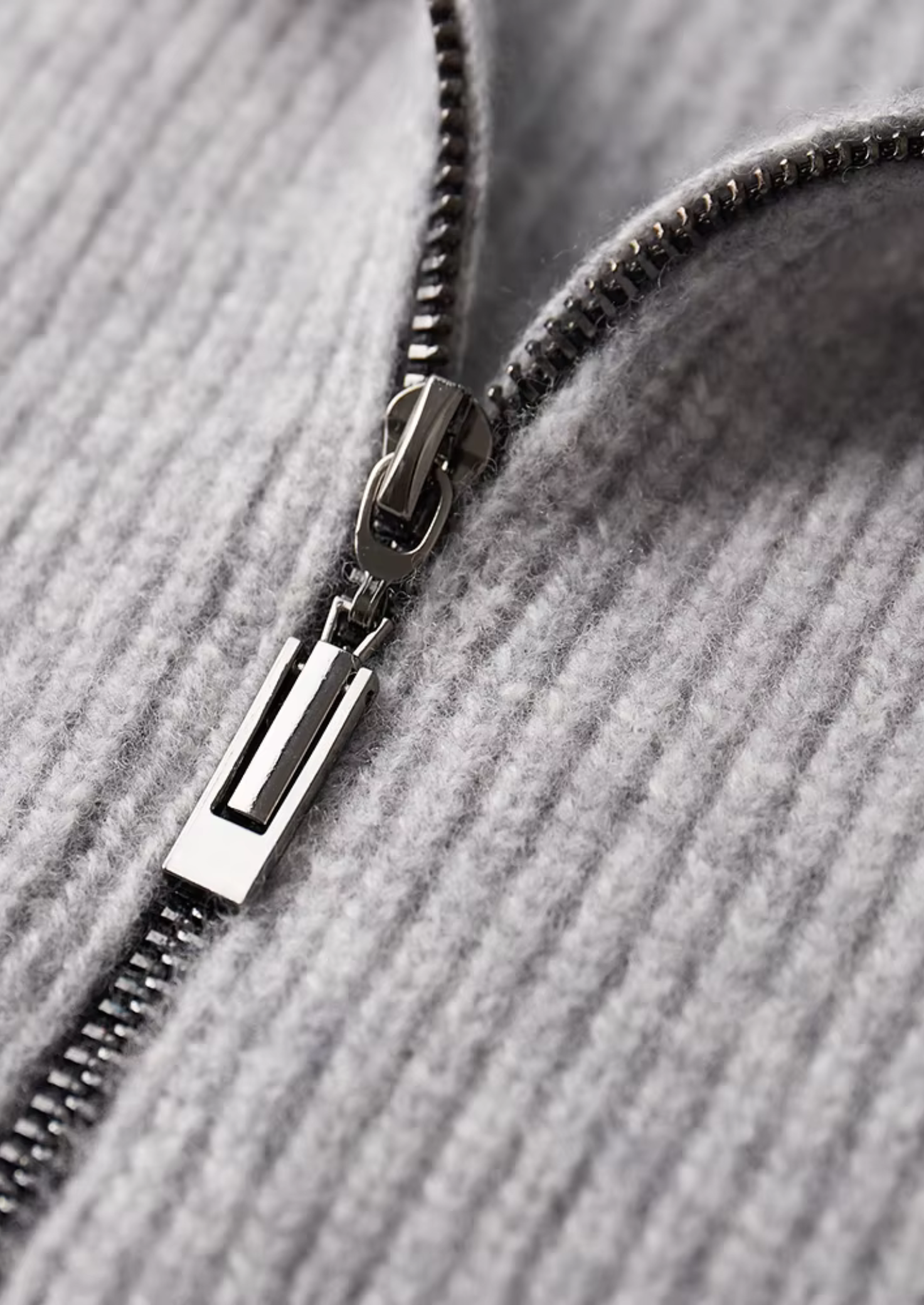 Herre Zip-Up Ribbet Cardigan Sweater med Høj Krave – Al-Sæson Casual Lag