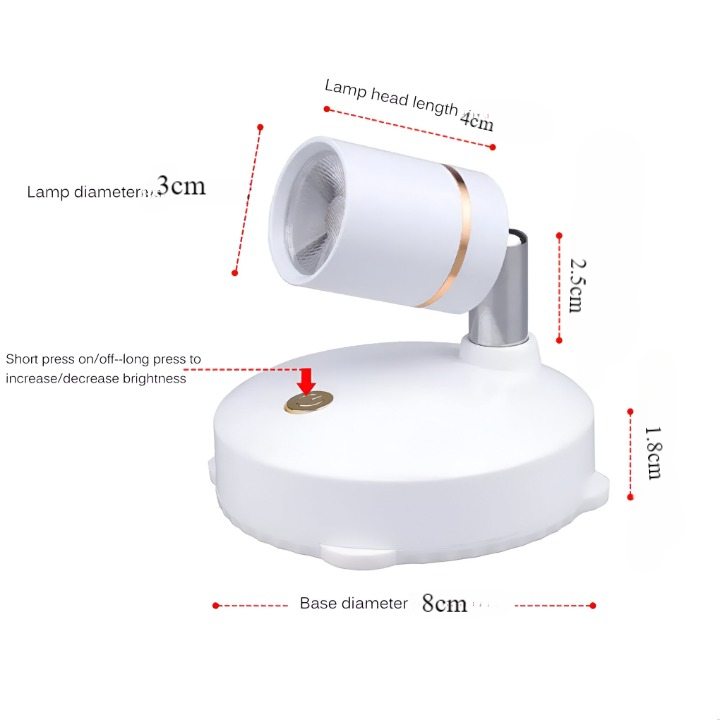 Mini LED Spotlight Trådløs Accentbelysning Justérbar Lysstyrke Kompakt Design