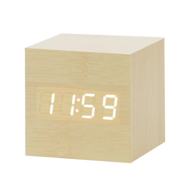 Minimalistisk Digital Vækkeur med Stemmebetjening Plast LED Display