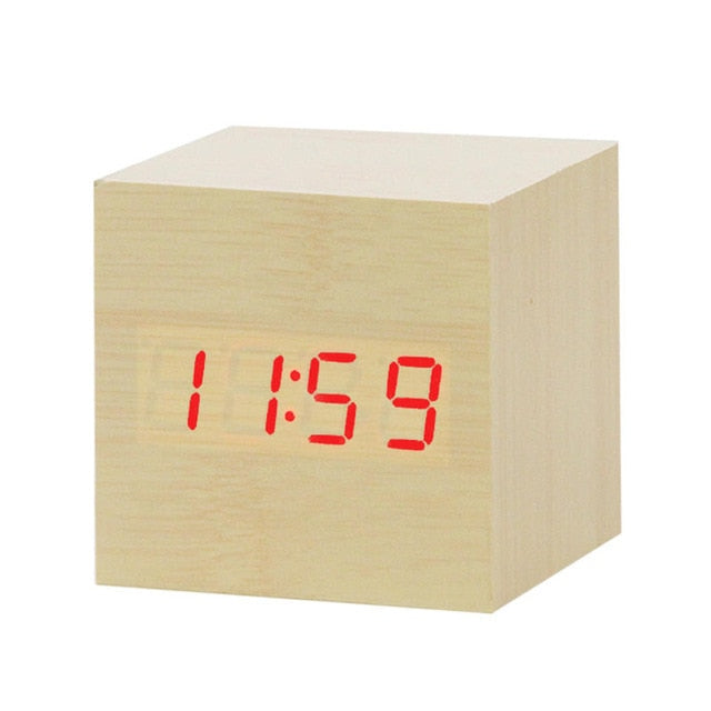 Minimalistisk Digital Vækkeur med Stemmebetjening Plast LED Display