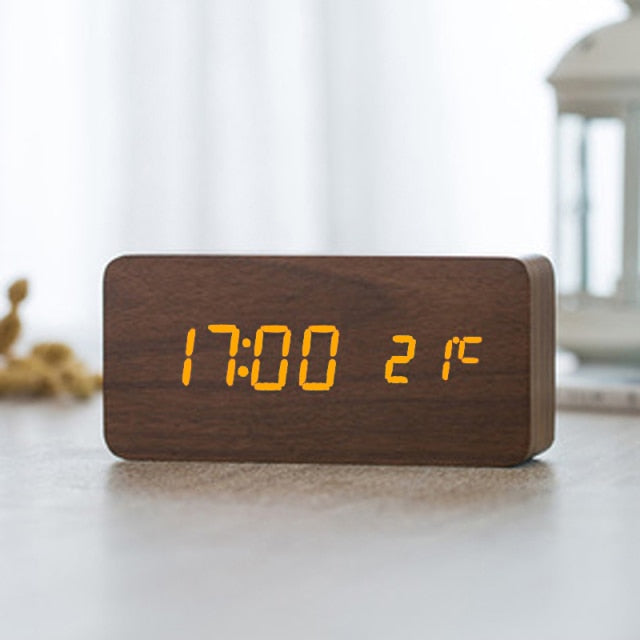 Minimalistisk Digital Vækkeur med Stemmebetjening Plast LED Display